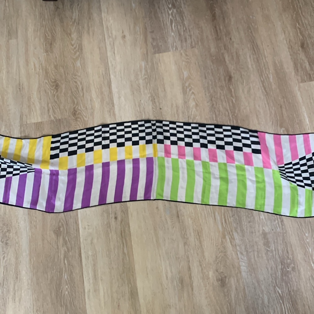 Vera Vintage Colorful Striped and Checkered Scarf - Picture 2 of 9